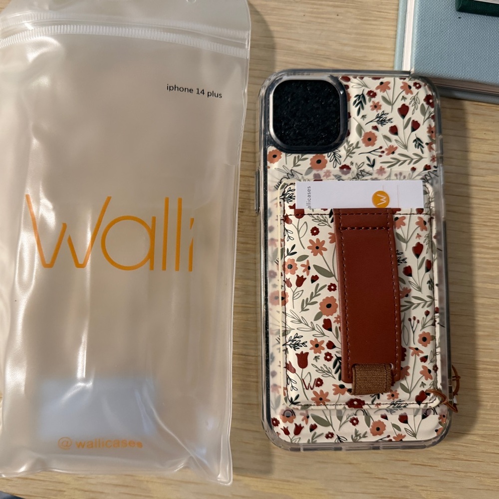Walli Floral iPhone 14 Plus Case with Tan Strap
